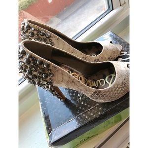 Studded snake skin Sam Edelman stilettos. Size 7.